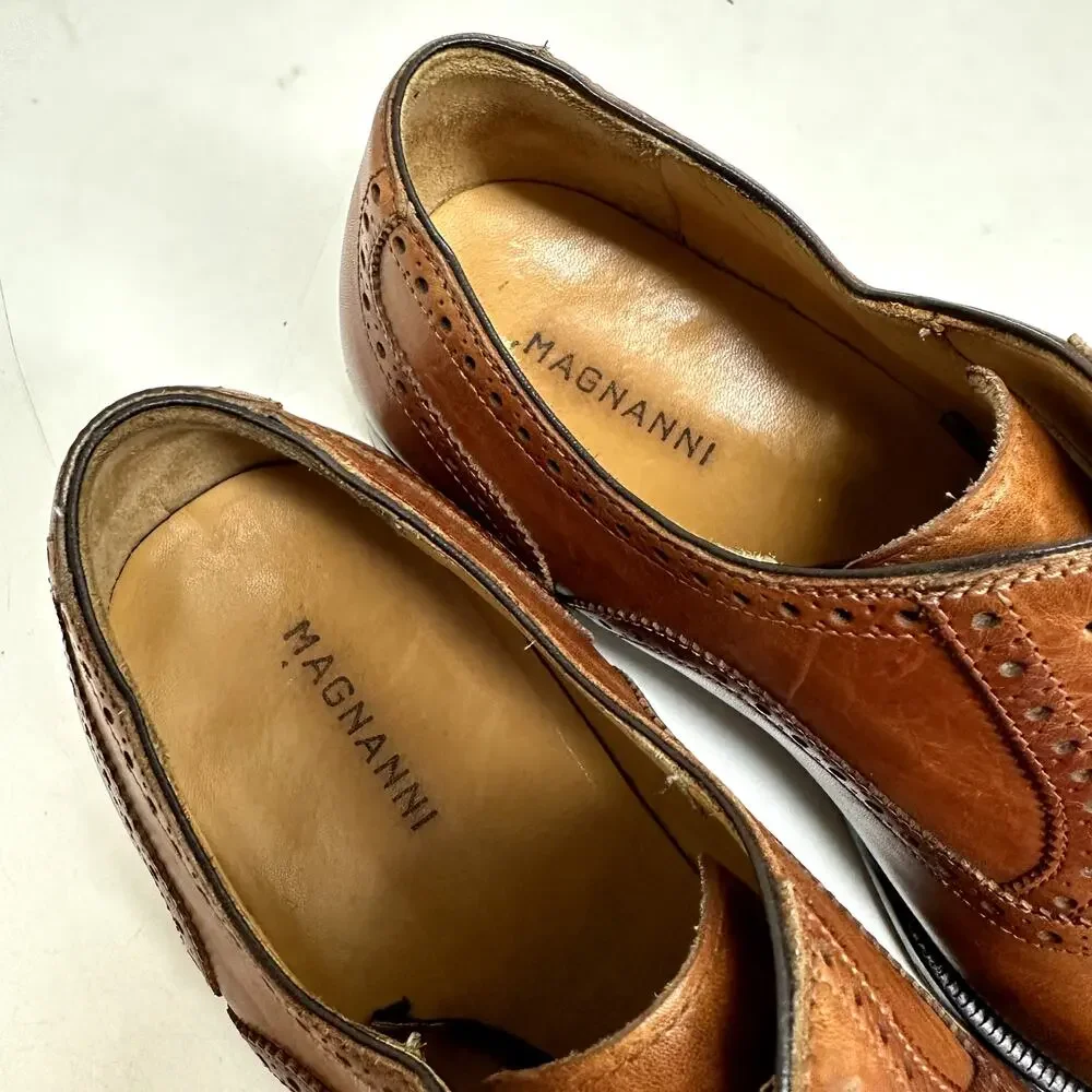 VERY GOOD Magnanni Brown Oxford Cap Toe Bal Made in Spain UK 7.5 / US 8 - Picture 10 of 11